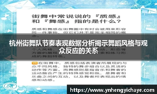 杭州街舞队节奏表现数据分析揭示舞蹈风格与观众反应的关系